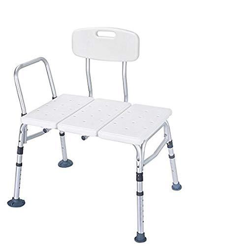 healthline tub transfer bench lightweight medical bath shower chair with back non-slip seat, adjustable height bathtub transfer