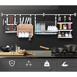 Laugh Cat 304 Stainless Steel Kitchen Shelves Wall Hanging Turret 3 Layer Spice Jars Organizer Foldable Dish Drying Rack Kitchen Utensils