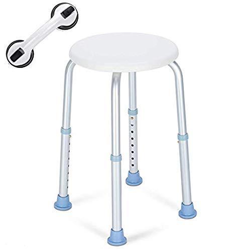 oasisspace shower stool, heavy duty adjustable bath chair with free grab bar, medical tool free anti-slip bathtub seat bench li