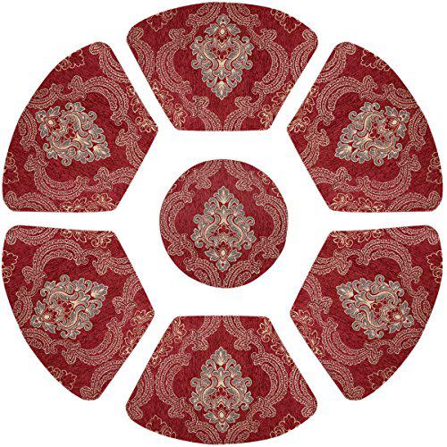 Grelucgo Set Of 7 Wedge Placemats And Centerpieces For Round Tables Cranberry Centerpieces Set For Round Tables, Wedge Placemats For 60 Round Table