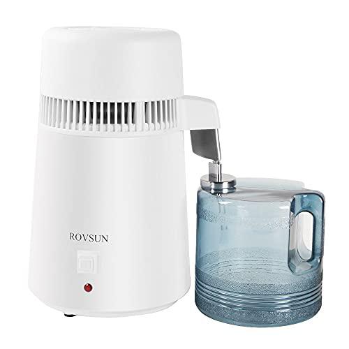 rovsun countertop home water distiller machine all stainless steel interior,fully upgraded distilled water purifier filter with