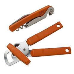 lefty\'s the left hand store left-handed manual can opener & corkscrew set, orange handle