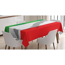 Lunarable Italian Flag Tablecloth, Map View of Italy Land chart National country Europe culture, Rectangular Table cover for Din