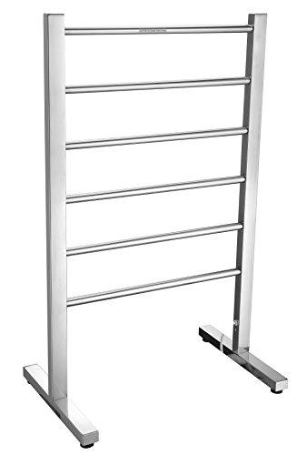 anzzi riposte 6-bar floor mounted towel warmer in chrome | energy efficient 65w electric plug in heated towel rack for bathroom