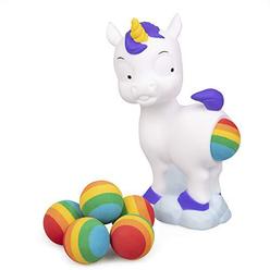 Hog Wild Pooping Unicorn Popper Toy - Shoot Foam Balls Up to 20 Feet - 6 Rainbow Balls Included - Age 4+
