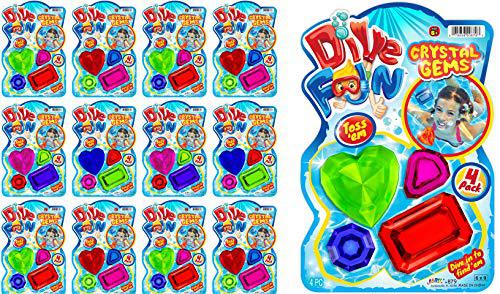 ja-ru diving gems dive crystals (12 packs) diving toys fun swimming pool dive toys gem diving training toy sinker for kids | pl