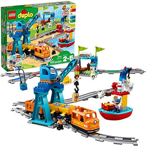 LEGO DUPLO Trains lego duplo cargo train 10875 battery-operated building blocks set, best engineering and stem toy for toddlers (105 pieces)