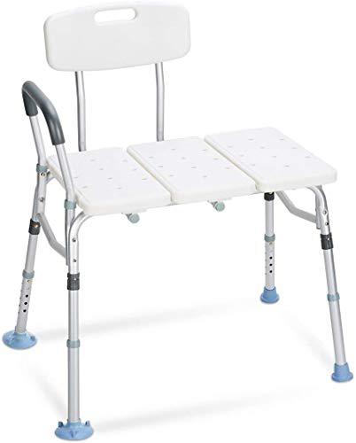 oasisspace tub transfer bench 500lb- heavy duty bath & shower transfer bench - adjustable handicap shower chair with reversible