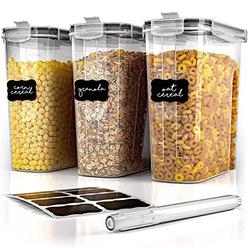 Simple Gourmet cereal container storage set - 3 piece airtight food storage containers. bpa free dispenser storage container set with free lab
