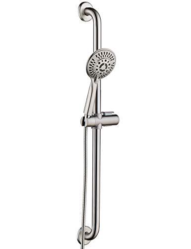 Bright Showers stainless steel slide bar grab rail set  includes handheld shower head and 5 ft. hose (brushed nickel)