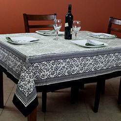 india arts french country floral print tablecloth square cotton table linen beach sheet beach throw (black green, tablecloth 72