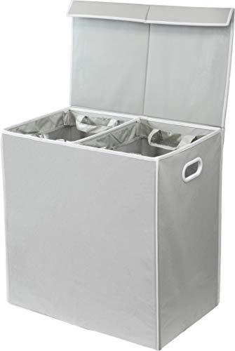 Simple Houseware Simplehouseware Double Laundry Hamper with Lid and Removable Laundry Bags, Grey
