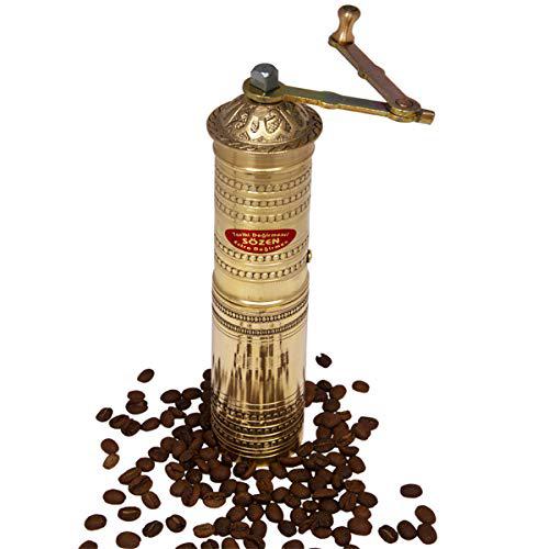 Ottoman Inspirations 9" handmade hand crafted hammered manual brass coffee mill grinder sozen, portable conical burr coffee mill, portable hand cran
