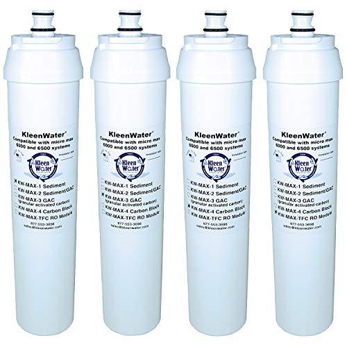 kleenwater brand filters and membrane, compatible with puronics/ionics micro max 6500 reverse osmosis system, set of 4