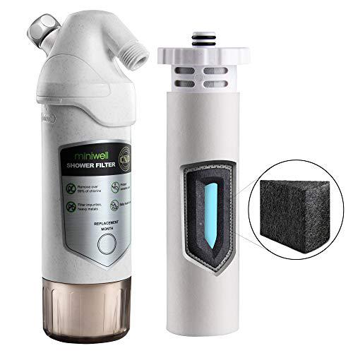 miniwell shower filter 720-plus with replaceable cartridges, shower head filter with double filters, remove 99% chlorine (showe