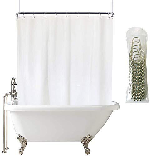 yisure extra wide shower curtain set 180x70 inch all wrap around white shower curtain panel peva for clawfoot tub