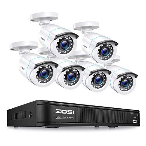 zosi home security camera system outdoor indoor, 1080n cctv dvr 8 channel with 720p surveillance camera 6 pack, remote access,