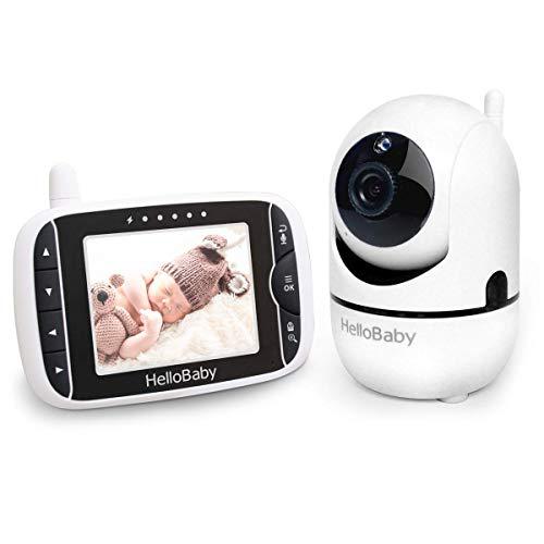 Hello Baby-US baby monitor with remote pan-tilt-zoom camera and 3.2'' lcd screen, infrared night vision, temperature display, lullaby, two wa