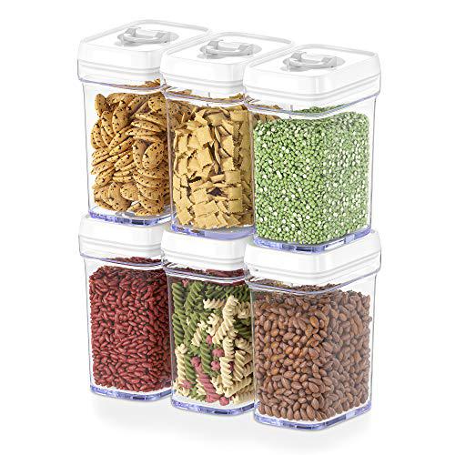 dwllza kitchen airtight food storage containers with lids - 6 piece set/all same size - medium air tight snacks pantry & kitche