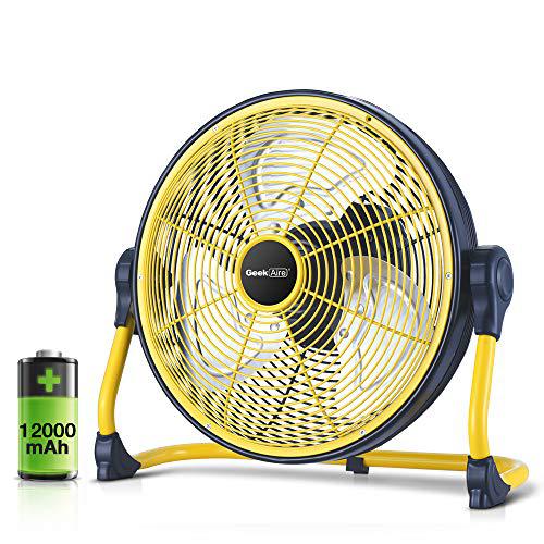 geek aire fan, battery operated floor fan, 15600mah rechargeable powered high velocity portable fan, air circulator fan with me