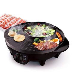liven electric shabushabu hot pot - with bbq multifunctional electric skillet sk-j3201a,1300wnonstick coating,perfect for 1 to