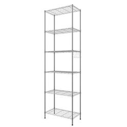 bathwa 6-tier metal wire rack, free standing shelving unit, adjustable heavy duty storage shelves for kitchen organization, wit