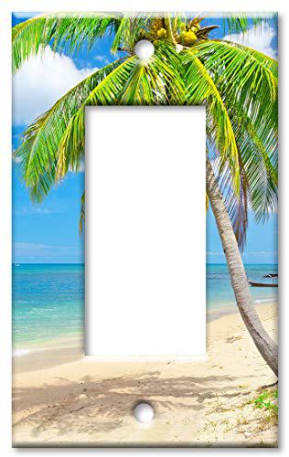 art plates 1-gang rocker (decora) oversize switch plate/over size wall plate - palm tree on the beach