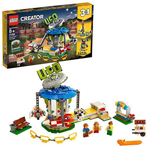 lego creator 3in1 fairground carousel 31095 building kit, new 2019 (595 pieces)