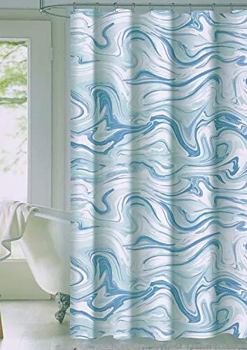 Envogue Home Designer Shower Curtain Wavy Abstract Pattern In Shades Of Blue White Light Green 100 Cotton Luxury Carrara Seafoam Envogue Home Designer Shower, Shower Curtains At Sears