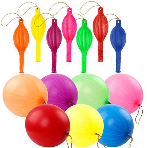 rubfac 36 punch balloons, neon punching balloons with rubber band handles, 18 inch, various colors punch balls, suitable for gi