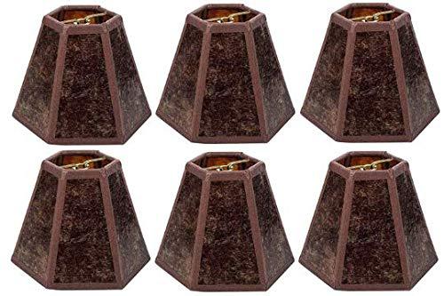 upgradelights mica 5 inch craftsman style hex clip on chandelier lampshades in amber 2.75 x 5 x 4 inches (set of six)