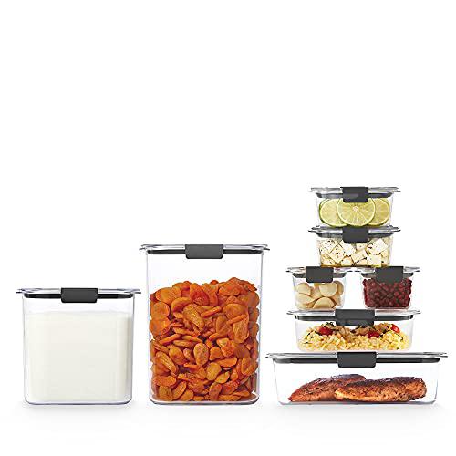 rubbermaid 2108387 brilliance storage 16-piece plastic lids|bpa free, leak proof food container|for fridge and pantry, clear
