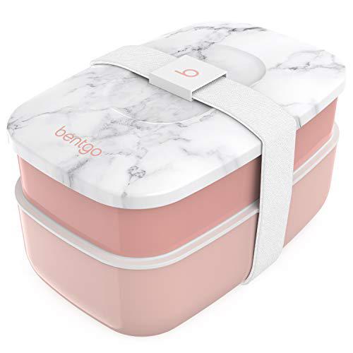 bentgo classic - all-in-one stackable bento lunch box container - modern bento-style design includes 2 stackable containers, bu