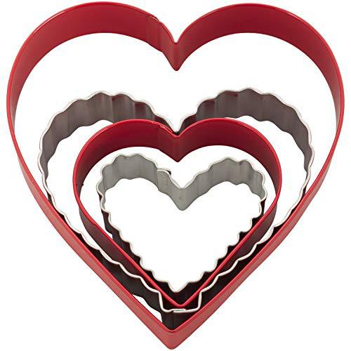 wilton from the heart nesting cookie cutter set, from bite sized to 5-inch heart cookies, share the love of baking, 4-piece set