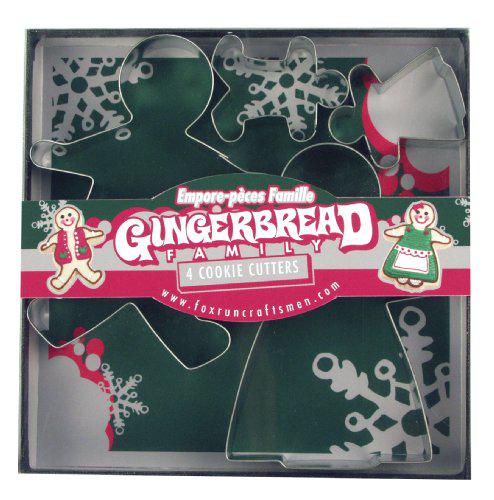 fox run 3663 gingerbread family cookie cutter set, silver
