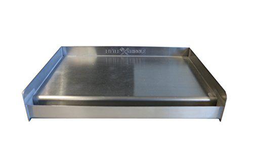 EMX little griddle sq180 100% stainless steel universal griddle with even heating cross bracing for charcoal/gas grills, camping, t