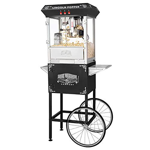 RSVP International 6005 great northern black antique style lincoln popcorn popper machine w/cart 8 oz
