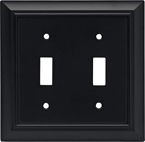 brainerd 64217 architectural double toggle switch wall plate / switch plate / cover, flat black