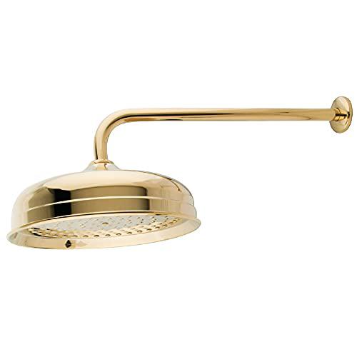kingston brass k225k12 designer trimscape victorian 10-inch showerhead with 17-inch rain drop shower arm, polished brass