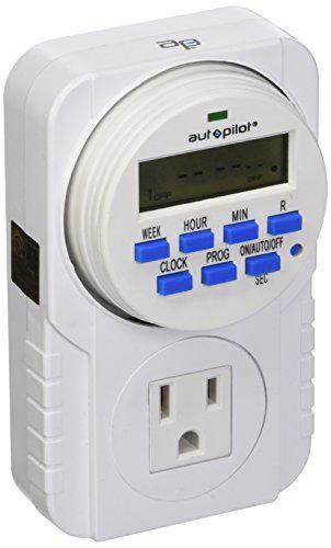 Hydrofarm autopilot tm01715 7-day grounded digital programmable timer, 1725w, 15a, 1 minute on/off, 8 on/off cycles