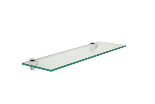 G.E. Lumber floating glass bathroom shelf finish: chrome, size: 30" w x 6" d