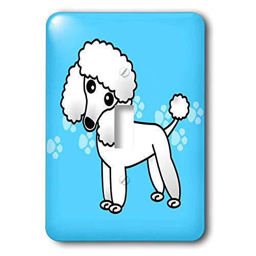 Franke 3drose llc lsp_13768_1 cute white poodle blue paw print background single toggle switch