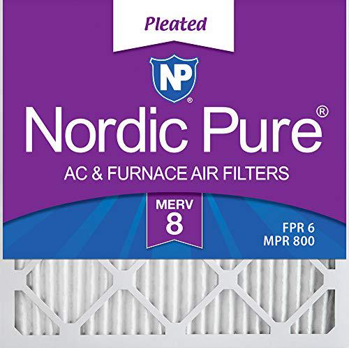 nordic pure 18x18x1 merv 8 pleated ac furnace air filters 6 pack, 18x18x1m8-6