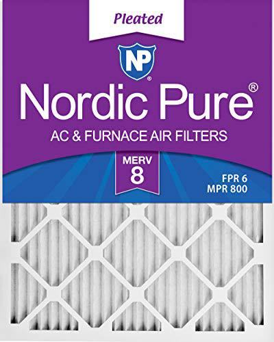 nordic pure 16x24x1 merv 8 pleated ac furnace air filters 6 pack, 16x24x1m8-6