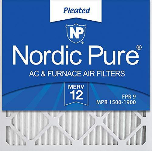 nordic pure 25x25x1 merv 12 pleated ac furnace air filters, 6 pack, 25x25x1m12-6
