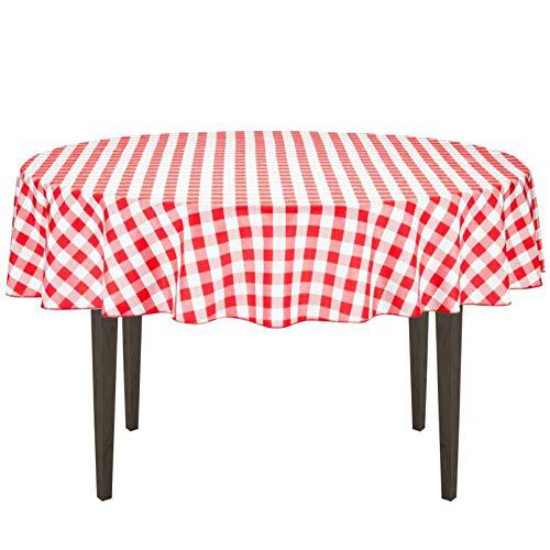 linentablecloth 70-inch round polyester tablecloth red & white checker