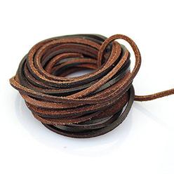 Rubie\'s lollibeads (tm) 3mm flat genuine leather strip cord braiding string dark brown espresso (5 yards)