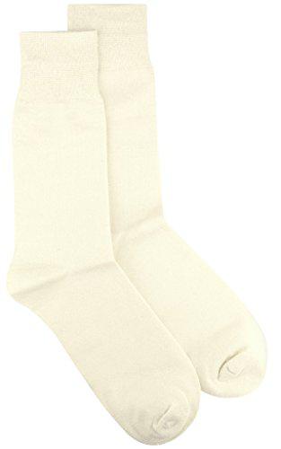 LSArts 1 pair of biagio solid ivory/off-white solid men's cotton dress socks