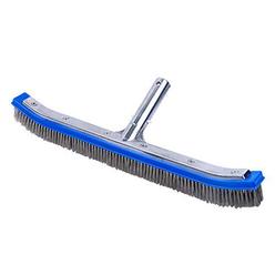 DaVinci pooline 18inch; pool brush (curved) with aluminum back and handle - stainless steel bristles - blue brush body