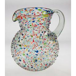 Wallace mexican glass margarita or juice pitcher, pebble or bumby confetti, bola or bowl shape design